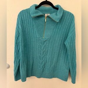 St. John's Bay Teal Cowl Neck Sweater